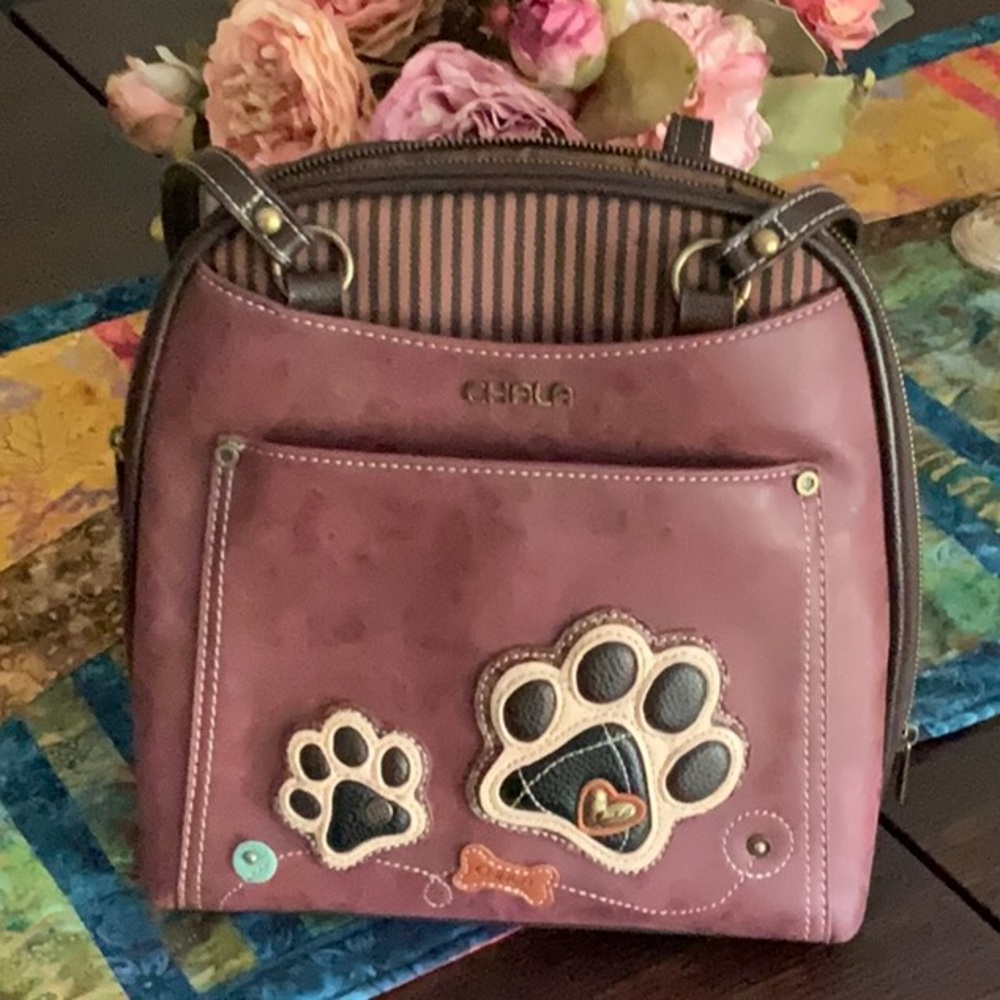 Chala cloth and vegan leather convertible backpack purse